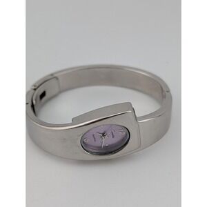 Cosette Watch Women 20mm Case Purple Dial Silver 6.25" Bangle Band- New Battery